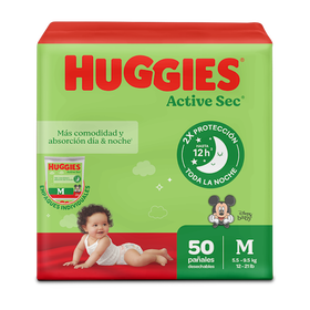 Pañales Huggies Active Sec 2/M 50U