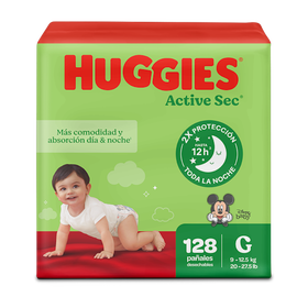 Pañales Huggies Active Sec 3/G 128U