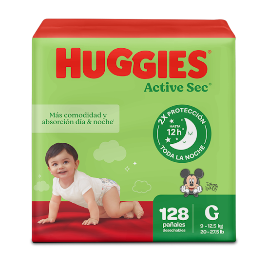 Pañales Huggies Active Sec 3/G 128U