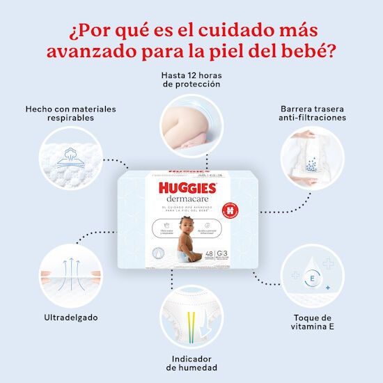 Pañales Huggies Dermacare Talla P, 68 uds