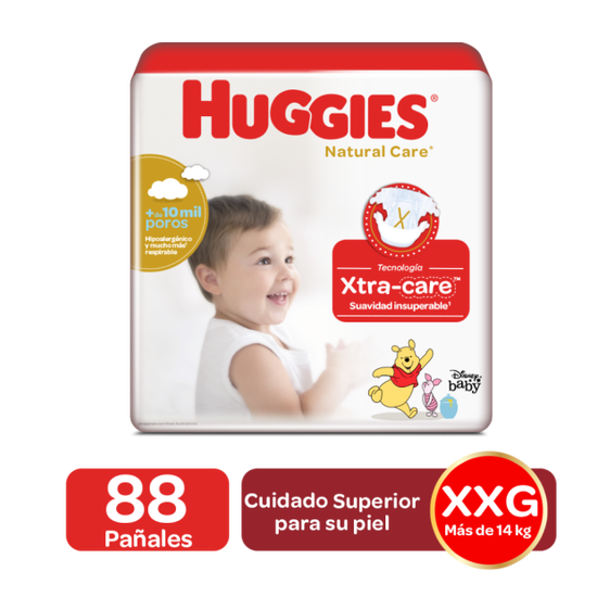 Pañales Huggies Natural Care Etapa 5/XXG 88U