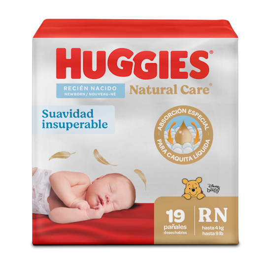 Pañales Huggies Natural Recien Nacido, 19 uds