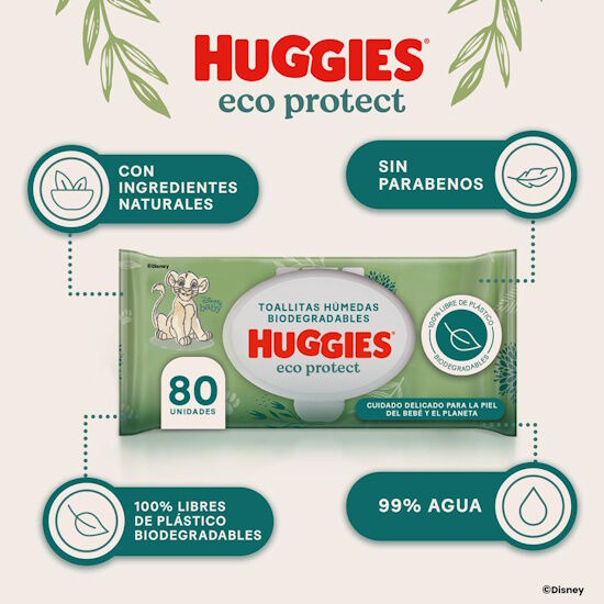 Toallitas Húmedas Huggies Eco Protect, 80 uds