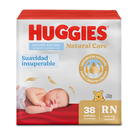 Pañales Huggies Natural Care Recién Nacido, 38uds