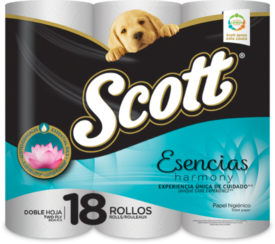 Papel Higiénico Scott Esencias Harmony Doble hoja 18 Rollos