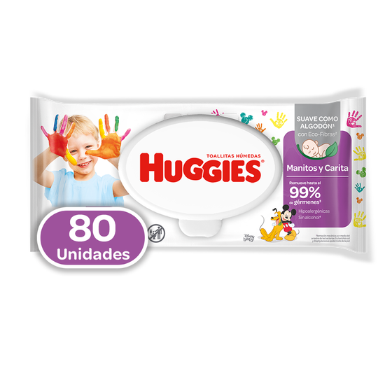 Toallitas Húmedas Huggies Manitos y Carita, 80uds